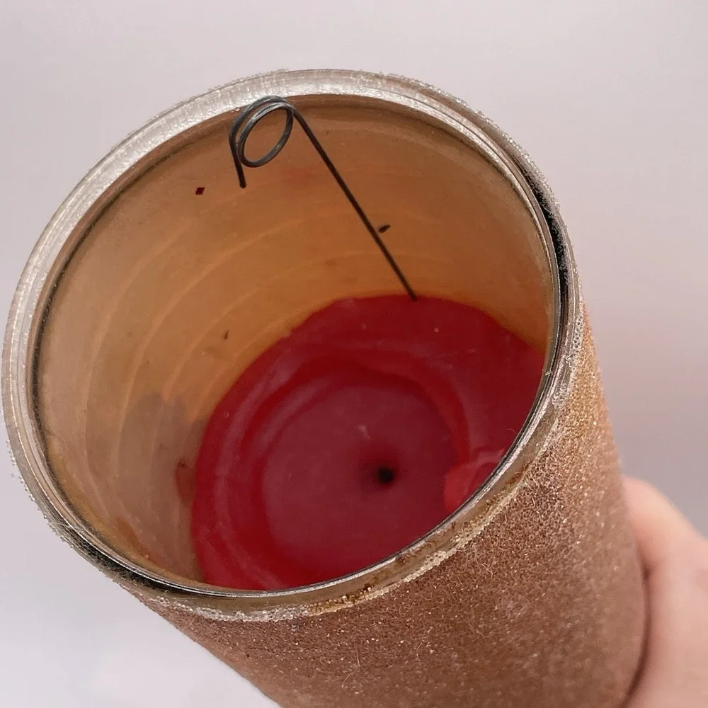 Vintage Tallboy Sugared Frosted Cylinder Candle‎ Christmas Drummer Boy